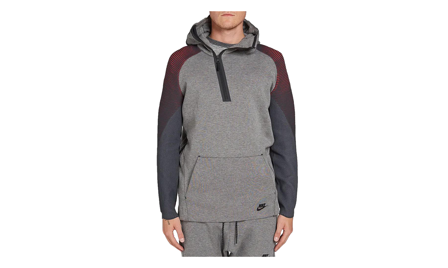 Tech Fleece Long Funnel Zip Hoodie "Carbon Heather / Black" 805655 063